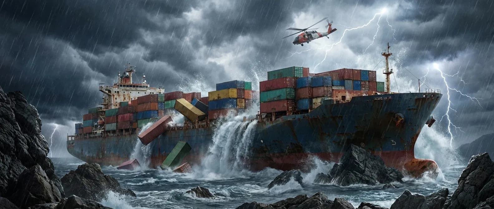 Wrecked Ship in Storm